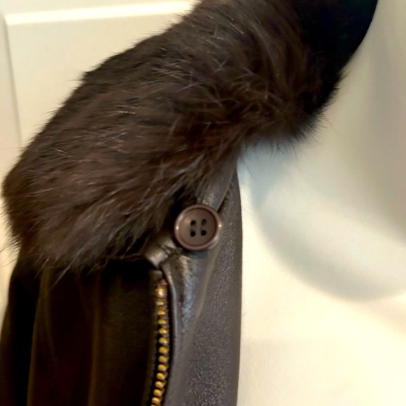 Midnight Velvet women’s soft leather zip Rabbit Fur Collar jacket X-Large #87709 - Picture 8 of 14